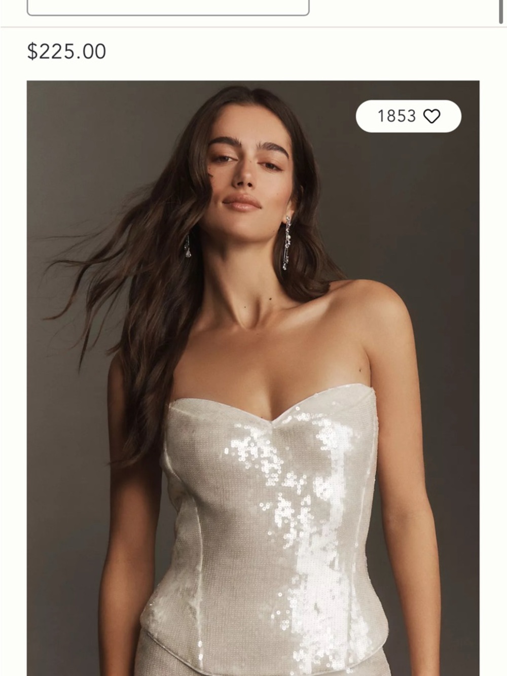 Anthropologie Mare Mare Strapless Sequin Corset Top in Ivory